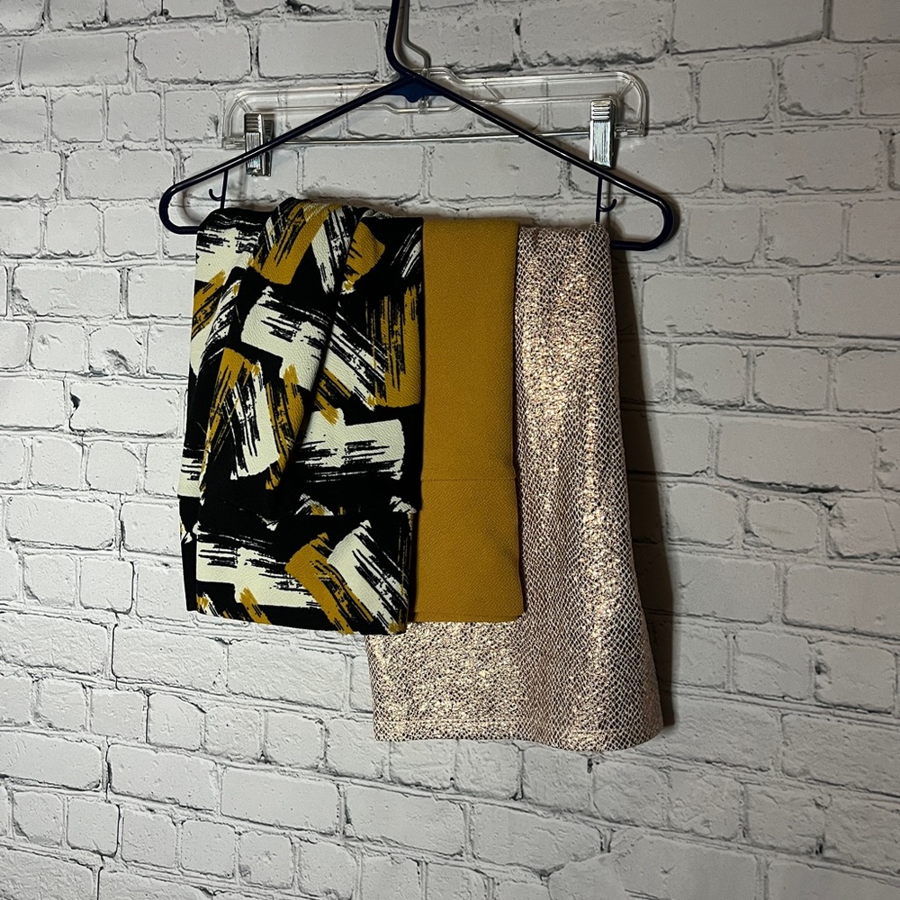 Stylish Women's Lularoe Cassie Pencil Skirt Set - Black, Yellow, Rose Gold